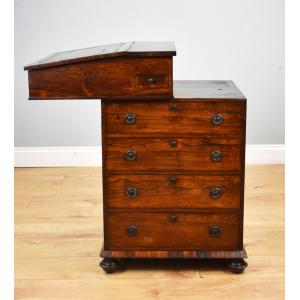 Hochwertiger Regency Davenport aus Rosenholz mit Lederplatte