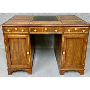 Schreibtisch / partnersdesk im Regency-Stil, gefertigt aus Rosenholz und mit Einlegearbeiten aus Buchsbaum