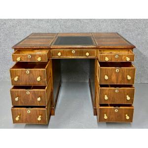 Schreibtisch / partnersdesk im Regency-Stil, gefertigt aus Rosenholz und mit Einlegearbeiten aus Buchsbaum