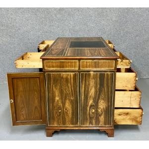 Schreibtisch / partnersdesk im Regency-Stil, gefertigt aus Rosenholz und mit Einlegearbeiten aus Buchsbaum