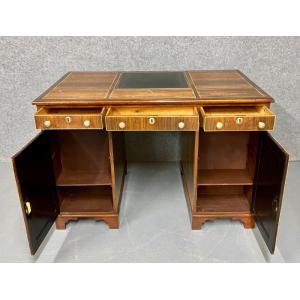 Schreibtisch / partnersdesk im Regency-Stil, gefertigt aus Rosenholz und mit Einlegearbeiten aus Buchsbaum