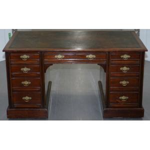 Antiker Hampton & Sons Schreibtisch / pedestal partners desk aus Mahagoni