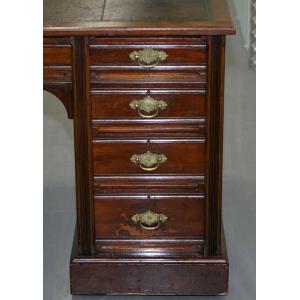 Antiker Hampton & Sons Schreibtisch / pedestal partners desk aus Mahagoni