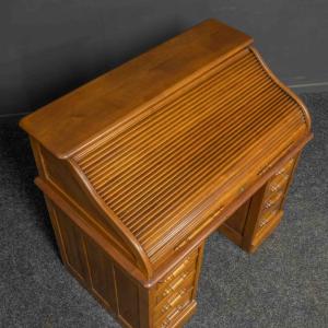 Antiker Edwardianischer Sekretär / Rolltop desk aus Nussbaumholz
