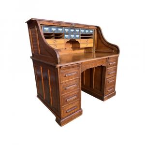 Antiker Edwardianischer Schreibtisch / Rolltop desk aus Eichenholz