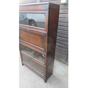 Antikes Eichen-Bücherregal mit vier Ebenen und einem seltenen Sekretärteil