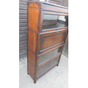 Antikes Eichen-Bücherregal mit vier Ebenen und einem seltenen Sekretärteil