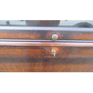 Antikes Eichen-Bücherregal mit vier Ebenen und einem seltenen Sekretärteil