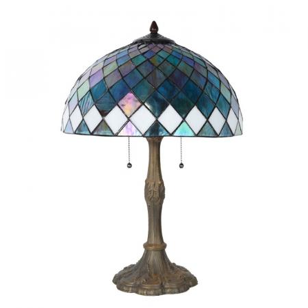 Clayre & Eef Tiffany Tischlampe Ø 40x61 cm Blau Glas Schreibtischlampe Tiffany