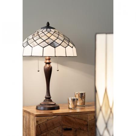 Clayre & Eef Tiffany Tischlampe Ø 40x58 cm Grau Glas Schreibtischlampe Tiffany