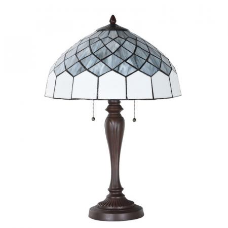 Clayre & Eef Tiffany Tischlampe Ø 40x58 cm Grau Glas Schreibtischlampe Tiffany