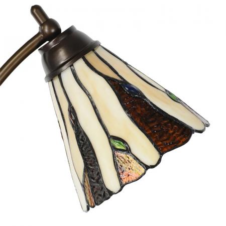 Clayre & Eef Tiffany Tischlampe Ø 27x51 cm Beige Glas Schreibtischlampe Tiffany