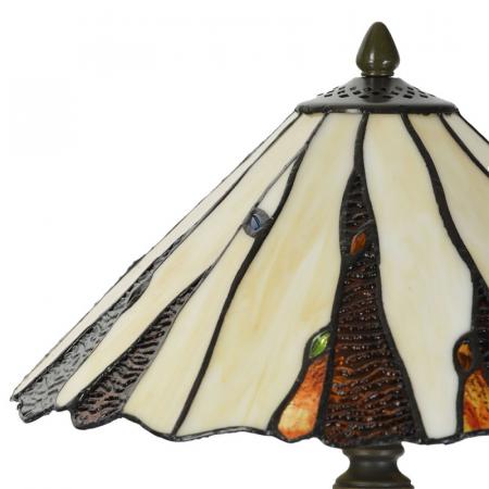 Clayre & Eef Tiffany Tischlampe Ø 35x53 cm Beige Glas Schreibtischlampe Tiffany