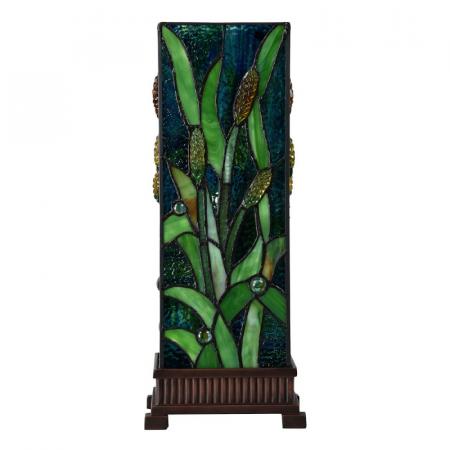 Clayre & Eef Tiffany Tischlampe 18x18x45 cm Grün Glas Schreibtischlampe Tiffany