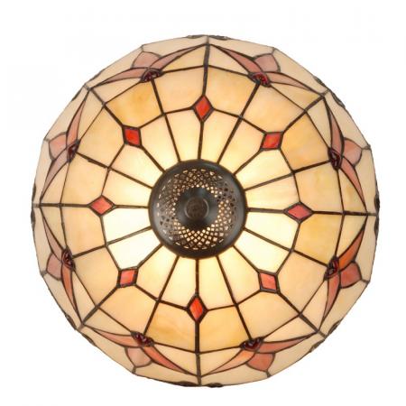 Clayre & Eef Tiffany Tischlampe Ø 35x53 cm Beige Glas Schreibtischlampe Tiffany