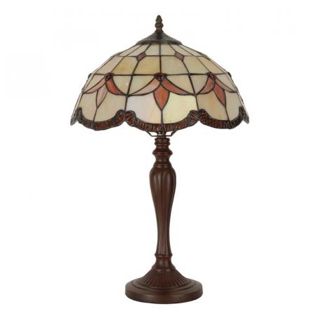 Clayre & Eef Tiffany Tischlampe Ø 35x53 cm Beige Glas Schreibtischlampe Tiffany
