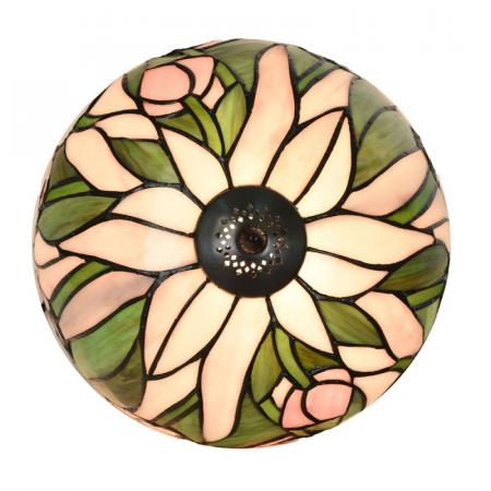 Clayre & Eef Tiffany Tischlampe Ø 25x40 cm Rosa Glas Schreibtischlampe Tiffany