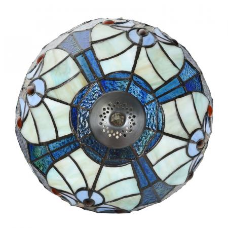 Clayre & Eef Tiffany Tischlampe Ø 25x40 cm Blau Glas Schreibtischlampe Tiffany