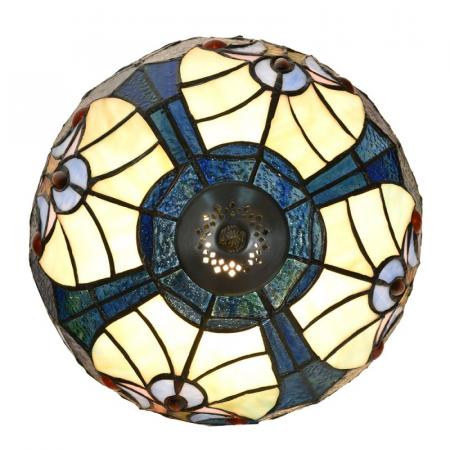 Clayre & Eef Tiffany Tischlampe Ø 25x40 cm Blau Glas Schreibtischlampe Tiffany