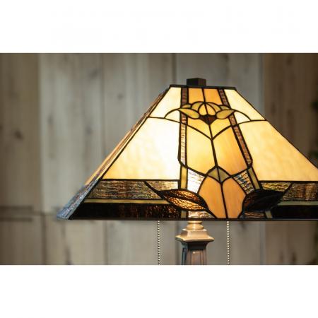 Clayre & Eef Tiffany Tischlampe 80 cm Beige Glas Schreibtischlampe Tiffany