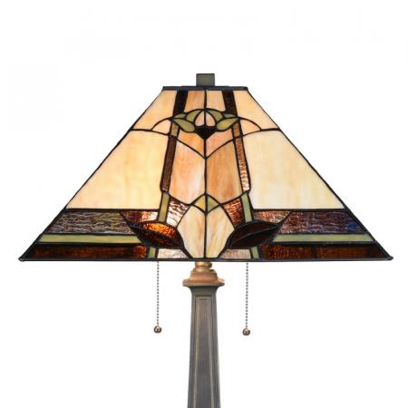 Clayre & Eef Tiffany Tischlampe 80 cm Beige Glas Schreibtischlampe Tiffany
