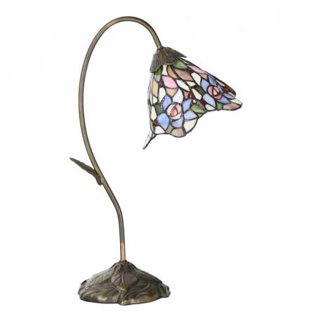 Clayre & Eef Tiffany Tischlampe 48 cm Rosa Glas Schreibtischlampe Tiffany