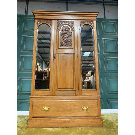 Edwardianische Kleiderschrank mit Spiegeltür