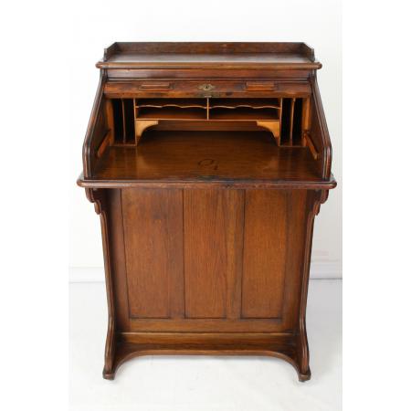 Antiker Edwardianischer Schreibtisch / Roll top desk aus Eiche von Lebus