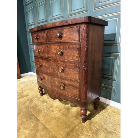 victorian bow front chest of two over three drawers