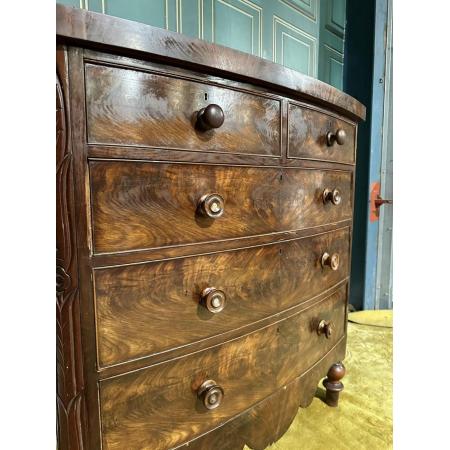 victorian bow front chest of two over three drawers