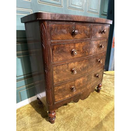 victorian bow front chest of two over three drawers