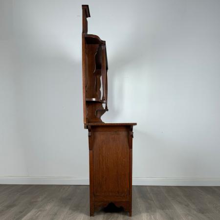 Antikes Sideboard mit Spiegelrückseite , Eichenschrank, Massivholzmöbel, Antiker Spiegelschrank, Englischer Esszimmerschrank