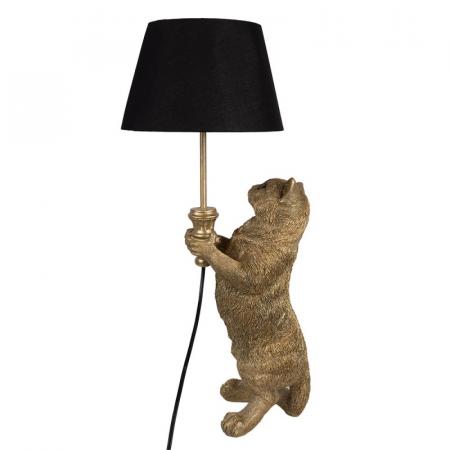 Clayre & Eef Tischlampe Katze 31x24x62 cm Goldfarbig Schwarz Polyresin Schreibtischlampe