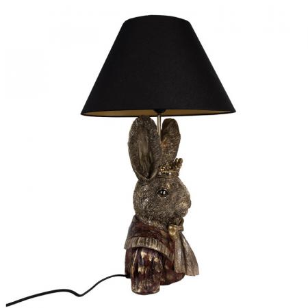 Clayre & Eef Tischlampe Kaninchen Ø 37x61 cm Goldfarbig Schwarz Polyresin Schreibtischlampe