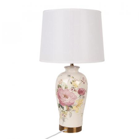 Clayre & Eef Tischlampe Ø 30x54 cm Weiß Keramik Schreibtischlampe