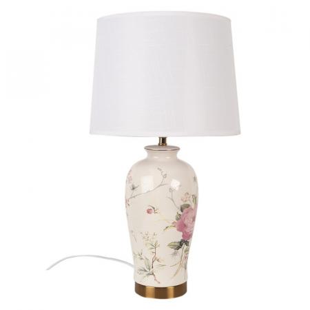 Clayre & Eef Tischlampe Ø 30x54 cm Weiß Keramik Schreibtischlampe