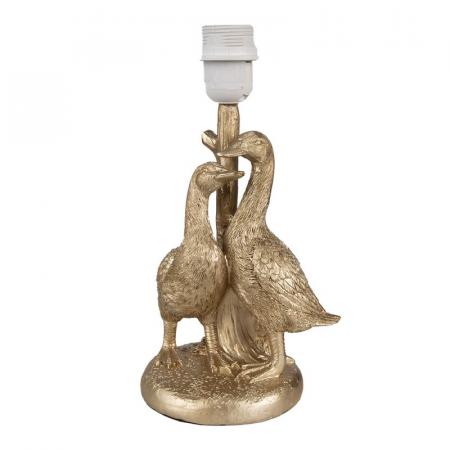 Clayre & Eef Tischlampe Ente Ø 20x37 cm Goldfarbig Schwarz Polyresin Schreibtischlampe