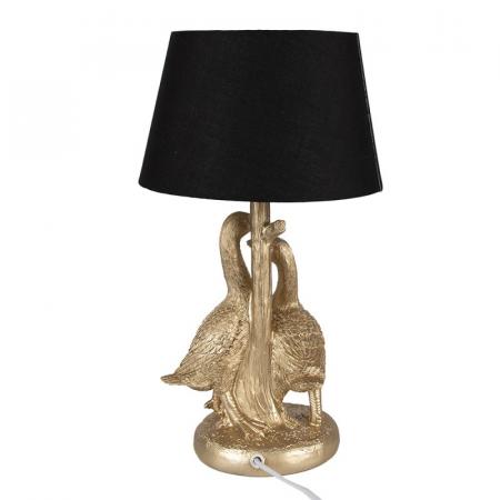 Clayre & Eef Tischlampe Ente Ø 20x37 cm Goldfarbig Schwarz Polyresin Schreibtischlampe