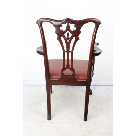 Edwardianischer Schreibtischstuhl aus Mahagoni/ Chippendale-Stil