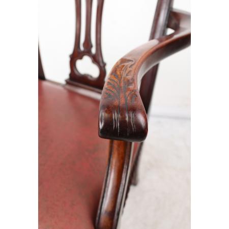 Edwardianischer Schreibtischstuhl aus Mahagoni/ Chippendale-Stil