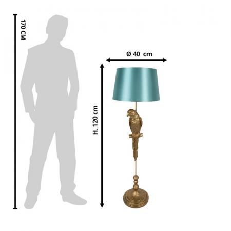 Clayre & Eef Stehlampe Papagei Ø 40x120 cm  Goldfarbig Kunststoff Stehleuchte