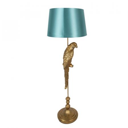 Clayre & Eef Stehlampe Papagei Ø 40x120 cm  Goldfarbig Kunststoff Stehleuchte
