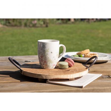 Clayre & Eef Tasse 350 ml Weiß Porzellan Blumen Trinkbecher