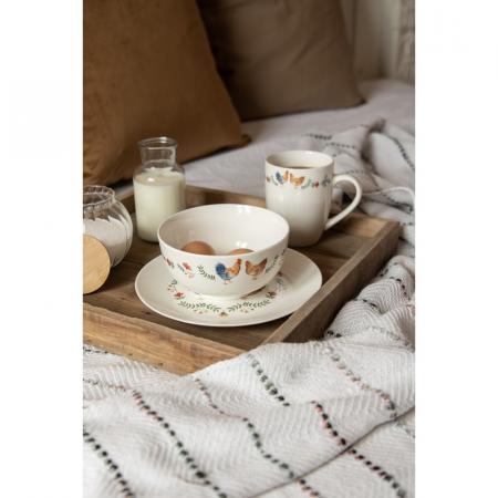 Clayre & Eef Frühstücksteller Ø 20 cm Weiß Keramik Hahn Teller