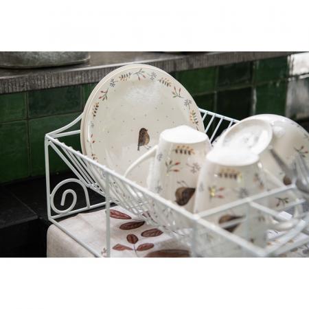 Clayre & Eef Frühstücksteller Ø 20 cm Weiß Keramik Vogel