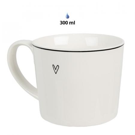 Clayre & Eef Tasse 275 ml Weiß Keramik Herz Trinkbecher