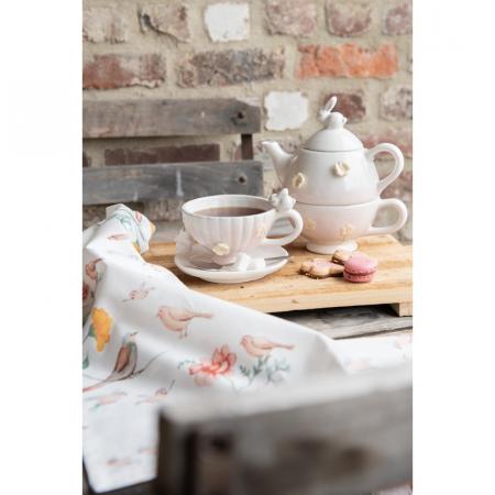 Clayre & Eef Tasse mit Untertasse 200 ml Rosa Keramik Kaninchen