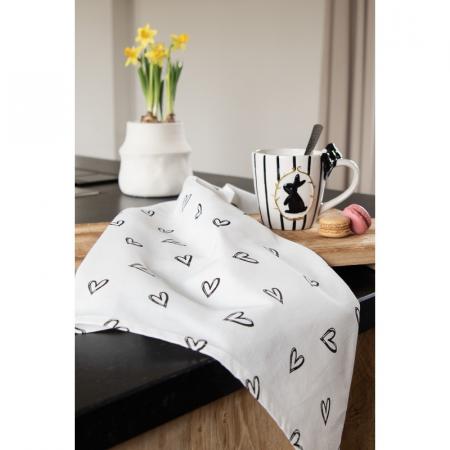 Clayre & Eef Tasse 350 ml Weiß Schwarz Keramik Kaninchen Trinkbecher