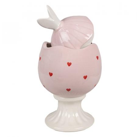 Clayre & Eef Vorratsglas Ei Ø 13x25 cm Rosa Keramik Oval