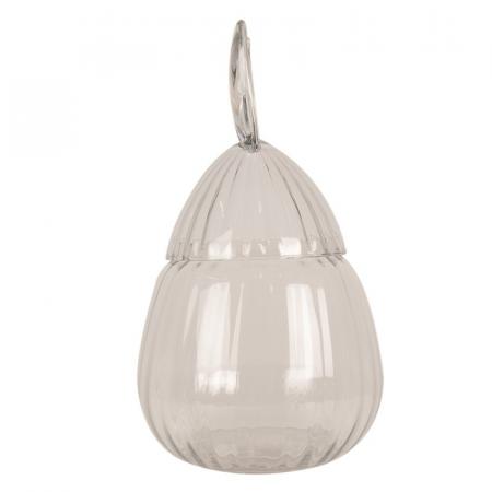 Clayre & Eef Glastopf Ø 20x34 cm Transparant Glas Kaninchen Oval Topf mit Deckel
